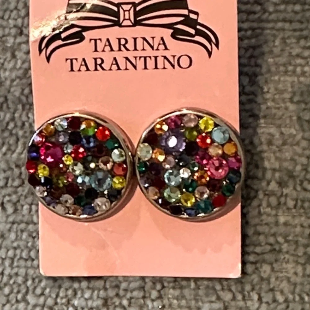 Tarina Tarantino Rare Jubilee Button Post Earrings - Picture 3 of 5
